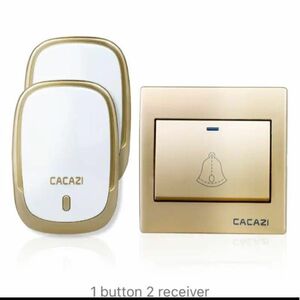 新品 CACAZI ワイヤレスチャイム ドアベル 玄関チャイム ピンポン 送信機1受信機2 玄関チャイム