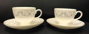 ◆◇#15374 ＷＥＤＧ ＷＯＯＤ ウェッジウッド カップ＆ソーサー 2客セット　 ドルフィン ホワイト ◇◆