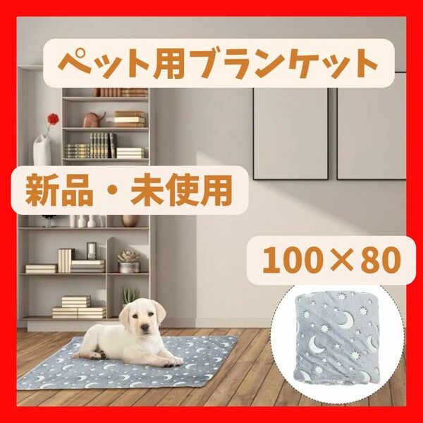 ペット用 ブランケット フランネル マット 犬 猫 秋冬防寒 Ｌサイズ 蓄光 100×80