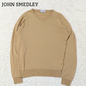 ジョンスメドレー JOHN SMEDLEY ウール ニット セーター Vネック トップス レディース S キャメル 洗える Vネック 長袖 ベージュ