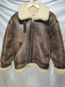 【USED品】ムートン フライトジャケット ブラウン 38サイズ 羊毛皮 メーカー不明