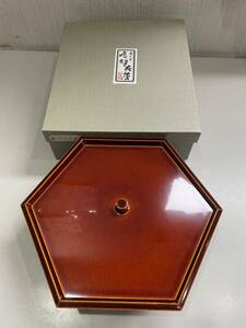 【未使用】飛騨春慶 漆器 六角菓子器 伝統工芸品