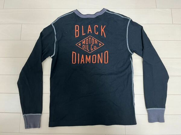 送料無料 フェローズ ヘンリーネック サイズM ロンT ブラック 黒 長袖Tシャツ Pherrow''s 刺繍 ブラックダイアモンド モーターオイル
