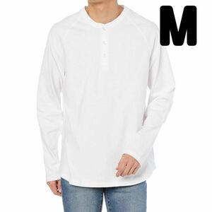 Amazon ヘンリーネック シャツ レギュラーフィット 長袖 メンズ Tシャツ カットソー 白 ロンT