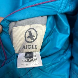 aigle エーグル リバーシブル 中綿ジャケット 紫 ターコイズ 150 こども 八g1の画像8