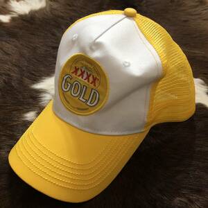 XXXX 4X Beer Gold White & Yellow Truckers Baseball Mesh Cap フォーエックスゴールド メッシュベースボール キャップ、帽子/黄白/ビール