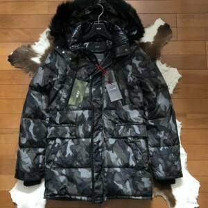  new goods collaboration AKM (e-ke- M ) x DUVETICA( Duvetica ) long down jacket blouson ( camouflage ) 1piu1uguale3(unopyu-)/AD014