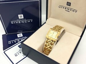 GIVENCHY ジバンシー REG 1 558 962 クォーツ 腕時計 スクエア ゴールド アイボリー文字盤 箱付き 稼働品 電池交換済み 中古【UW010306】