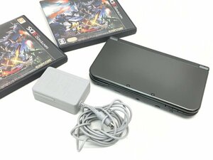 任天堂 3DS LL RED-001 ブラック 本体/モンスターハンターダブルクロス ソフト 2枚 充電器付き 通電確認 初期化済み 中古【UW010334】