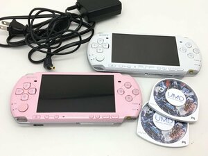 SONY PSP 3000 パールホワイト/ピンク コード ソフト PHANTASY STAR２点 通電確認 初期化済み 充電器付き 中古【UW010335】