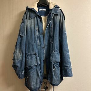 Acne Studios(Acne)◆ペイント加工/デニムジャケット/ハーフコート/46/フード付き/アクネ