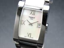 1円 稼動品★正規品 TISSOT ティソ T007309A Generosi-T ホワイトシェルダイヤル クォーツ デイト 純正ブレス レディース腕時計 TTKLG4308_画像1