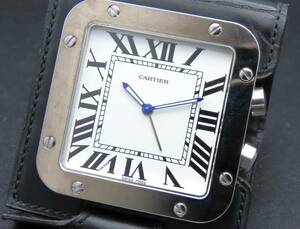 1円～! 稼動品★正規品 Cartier カルティエ サントス トラベルクロック 2750 クォーツ ホワイトダイヤル ヴィンテージ 置時計 TTKLG4093