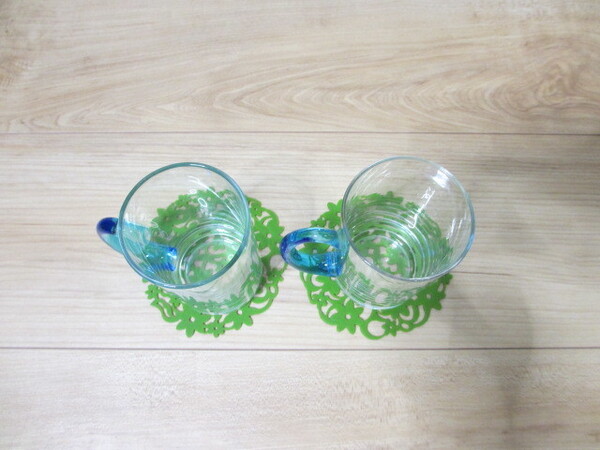 新品 琉球グラス 持ち手ブルー
