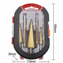 ステップドリル ビット 6本セット HSS 高速鋼 チタンコーティング スパイラル たけのこドリル 3本ステップドリルビット+3本ツイストビット_画像3