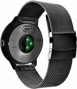 GARMIN(ガーミン) Vivoactive 3/ Venu Sq/Venu 2 Plus バンド用, 20mm メッシュステンレス鋼 交換ベルトダブルセーフティクラスプ付き