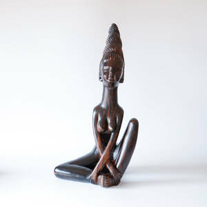 木製 木彫 女性像 黒檀 裸婦像 51cm オブジェ 置物 アジアン インテリア