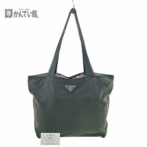 PRADA プラダ テスートナイロントートバッグ B5878F ダークグリーン ギャランティーカード有り ファスナー開閉式 マチ有り 三角ロゴ 　