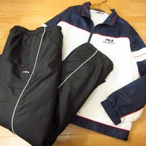 ◎FILA フィラ L 上下セット◆厚手 ウィンドブレーカー ジャケット&裏ボアパンツ 秋冬！◆メンズ 紺x黒◆B3210