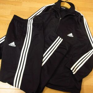 ◎90s！M 上下セット！adidas アディダス◆セットアップ 裏起毛 ジャージ ヴィンテージ◆メンズ 黒x白◆B3196