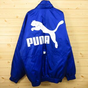 ◎PUMA プーマ 実践学園 サッカー◆厚手ナイロンジャケット ブルゾン ジャンパー 中綿 防寒 ユニフォーム◆メンズ 青 L相当◆A3660