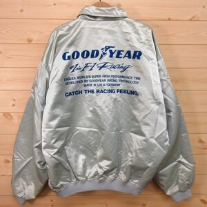 ◎希少！GOOD YEAR Racing グッドイヤー F1◆ナイロンジャケット ユニフォーム 車 防寒 撥水 ヴィンテージ◆メンズ シルバー LL XL◆A3612