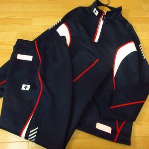 ◎DESCENTE デサント XL 上下セット◆セットアップ ジャージ ジャケット&パンツ ユニフォーム◆メンズ 紺◆B3297