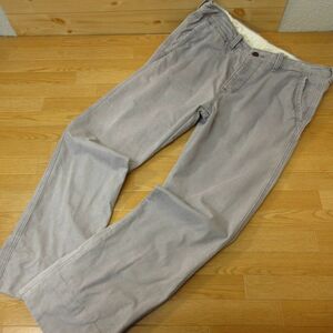 ◎Abercrombie & Fitch アバクロ◆ワークパンツ チノパン USED加工 ボタンフライ◆メンズ グレー W34 x L34◆P3696