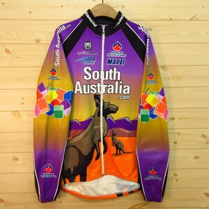 ◎使用少なめ！Santini サンティーニ イタリア製◆サイクリングジャケット 裏起毛 防寒 ストレッチ 秋冬 自転車◆メンズ 紫 XL◆A3759