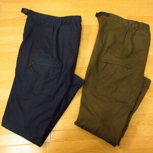 ◎UNIQLO ユニクロ M 2本セット◆厚手テーパードパンツ ストレッチ HEATTECH 暖パン 裏フリース 防寒◆メンズ 紺xカーキ まとめ売り◆C1168