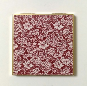 [ prompt decision * unused ] compact mirror hand-mirror [Pink Lady~2.. face ] gold ground . floral print square made of metal 