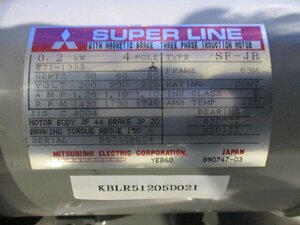 中古 MITSUBISHI SUPER LINE MOTOR 4 POLE SF-JR 0.2KW (KBLR51205D021)