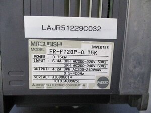 中古 MITSUBISHI INVERTER FR-F720P-0.75K インバーター 0.75KW (LAJR51229C032)