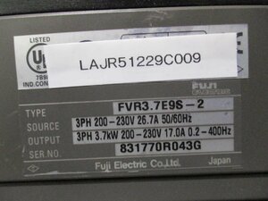 中古 FUJI INVERTER FVR3.7E9S-2 インバータ 3.7KW (LAJR51229C009)