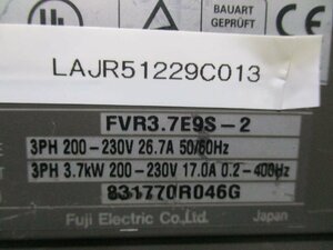 中古 FUJI INVERTER FVR3.7E9S-2 インバータ 3.7KW (LAJR51229C013)