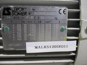 中古 LEROY SOMER 3-LS80L T/EDWARDS E2M28 EDWARDS Rotary pump E2M28 ロータリーポンプ 200V＜送料別＞