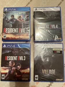 ①Resident Evil 4-PS5 ②Resident Evil 2 -PS4 ③Resident Evil 3 -PS4 ④Resident Evil Village -PS5 (輸入版:北米) バイオハザードRE