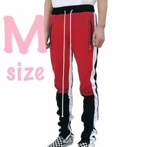 ラインパンツ ジョガーパンツ ストレッチ スキニー トラックパンツ テーパードパンツ ボトムス ジャージ メンズ レディース M タイトパンツ_画像1