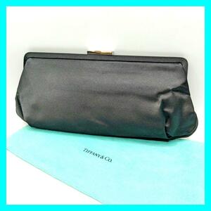 [ last price cut ]TIFFANY&Co. Tiffany satin bulrush . clutch bag party bag black blue simple graduation ceremony go in . type 