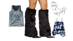 * including carriage * black fur leg warmers / metallic tank top / Monotone camisole / long necklace / Cyber dog ANAP room H 