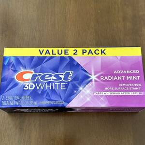  America tooth paste! newest k rest 3D white lati Anne to mint whitening 107 gram ×2 Crest 3D White Radian mint new goods unopened 