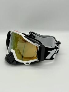 モトクロス　ゴーグル　白黒　MX ヘルメット　オフロード　100 スノーボード