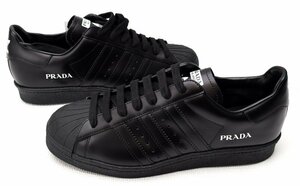 限定・新品 PRADA adidas 【スーパースター レザー スニーカー FW6679 ブラック】UK8 F42 JP26.5cm タグ・箱付き コラボ メンズ