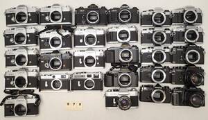 M978D 大量 ２８個 MF 一眼 フィルムカメラ キャノン リコー オリンパス FT FTb EF EX FX AV-1 T 50 70 OM 10 30 XR500 等レトロ ジャンク