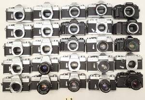 M19D 大量 ２５個 MF 一眼 フィルムカメラ コニカ FS AUTOREFLEX T3 ミノルタ X-7 SR- 1 3 SRT101 リコー XR1000 コシナ CT1 等 ジャンク