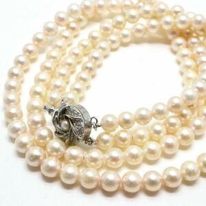 《アコヤ本真珠2連ネックレス》J 6.0-6.5mm珠 48.3g 41cm pearl necklace ジュエリー jewelry DB0/DD0