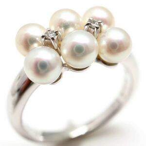 新品仕上げ済み!!POLA jewelry(ポーラジュエリー)《Pt900天然ダイヤモンド/アコヤ本真珠リング》J 5.9g 11号 diamond ring pearl EB5/EB6