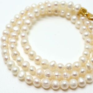 《K18淡水パールネックレス》J 10.7g 41.5cm 3.5-4.0mm珠 ベビーパール pearl necklace ジュエリー jewelry EA0/EC0