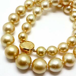 豪華!!大珠!!《ゴールデンパールネックレス》J 102.4g 46.5cm 10.0-15.0mm珠 白蝶 パール pearl necklace ジュエリーjewelry FA5/FA8