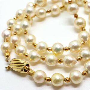 《アコヤ本真珠ネックレス》J ◎7.5-8.0mm珠 39.9g 57.5cm pearl necklace jewelry DH0/EA0★